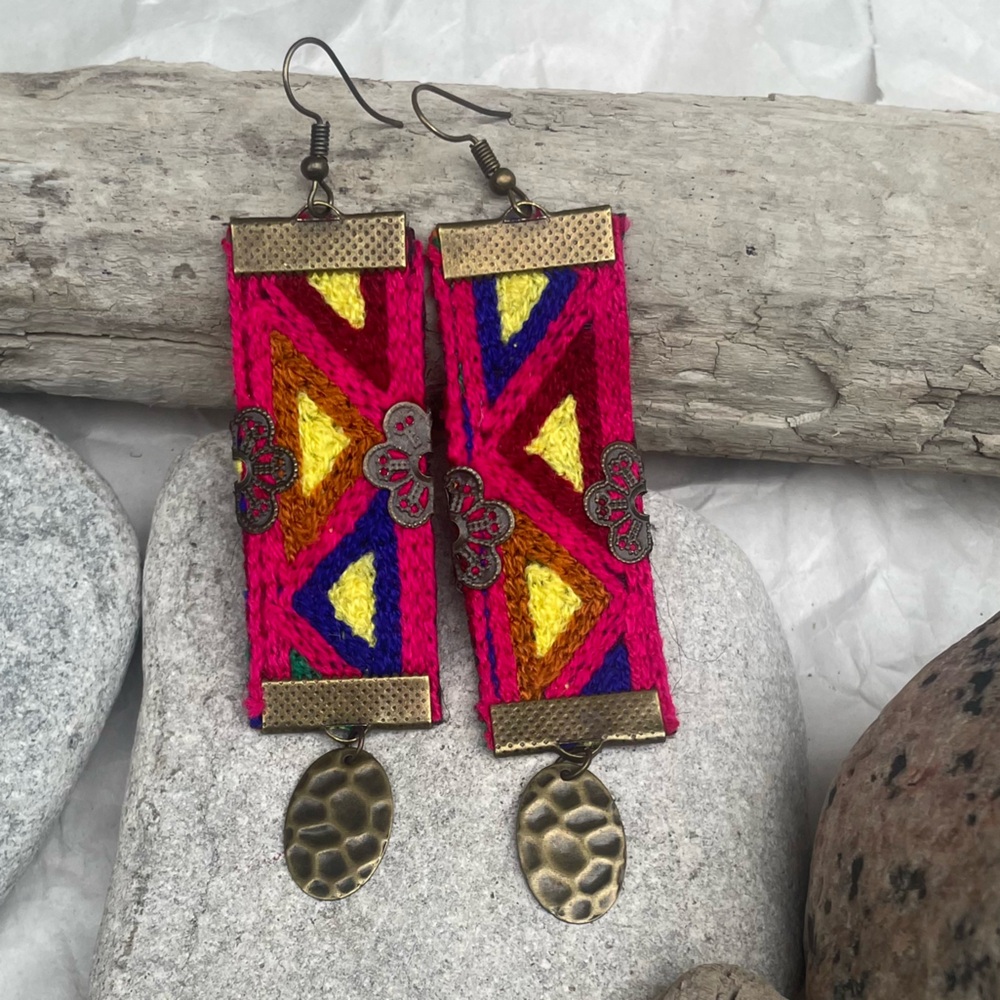 Dangling Embroidered earrings boho style